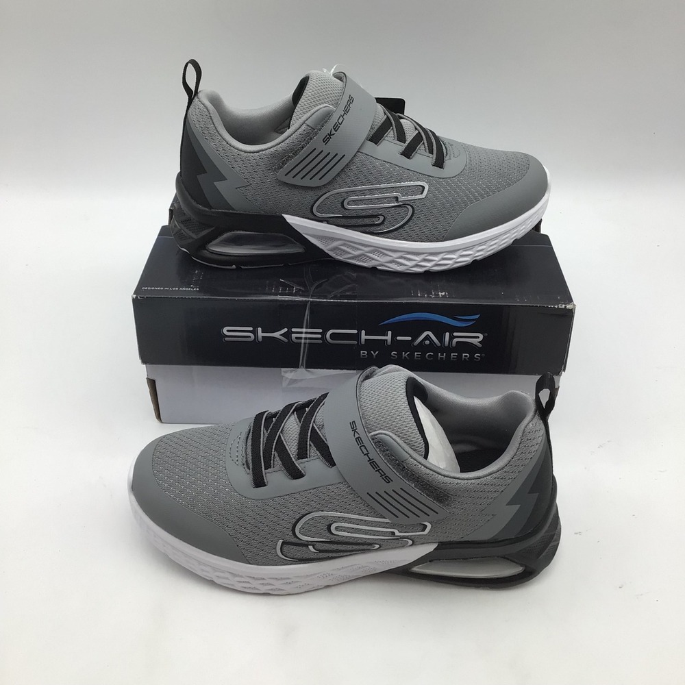 Skechers Kids Microspec Max II Vodrox‎ Gray Black Sneakers KIds Size 3 NEW